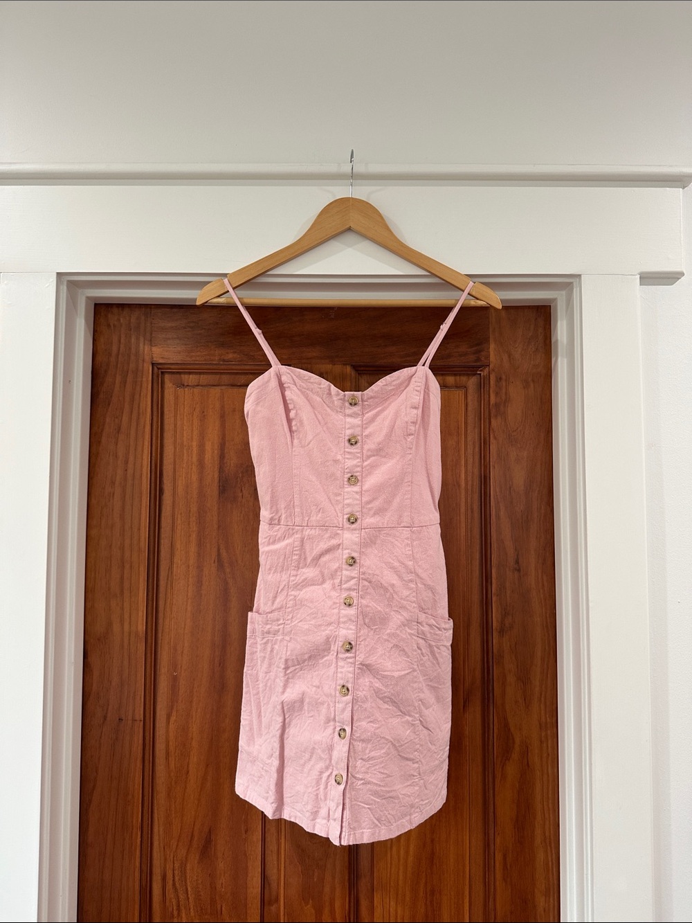 Abercrombie & Fitch Light Pink Button-Front Mini Dress